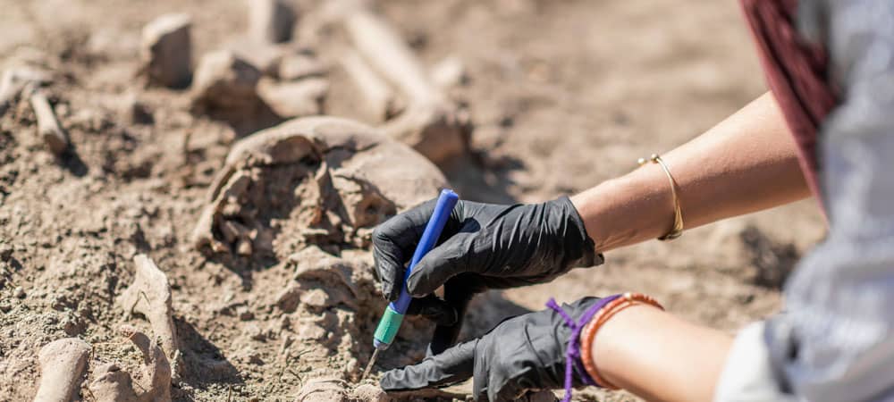 Archaeologist working at Cheshire dig site